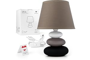 Urban Lifestyle Lámpara para mesita de noche Lina, 3 piedras, (taupe mate)