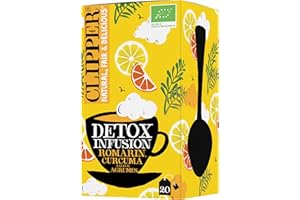 CLIPPER NATURAL, FAIR & DELICIOUS CLIPPER - Infusion Bio - Detox Agrumes - Romarin, Curcuma agrumes 20 Sachets d'Infusion - 1 paquet