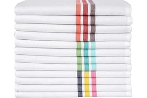 Cotton Carnival Kitchen Towels Dish Towel, 100% Ring Spun Cotton, Super Absorbent Dish towels, Set of 12 Herringbone Weave Highly Absorbent Kitchen Towel, Size 18 x 30 in, Mitered Corners Tea Towel