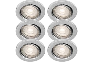 Trango 6er Set 6729-069MCOB LED Einbaustrahler in ALU gebürstet schwenkbar inkl. 6x 3000K warmweiß Ultra Flach LED Modul, Einbauspots, Deckenstrahler, Deckenlampe, Badleuchte, Deckenleuchte, Spots