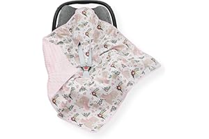 OLO Baby CAR SEAT Baby Insert/Blanket/Cover/Cosy Toes/Foot muff Cotton & Dimple fleece 80 x 80 cm (Pink Bunny/pink)