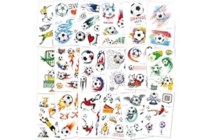 Konsait Football Tattoos Kids Children Temporary Transfer Tattoos Boys Birthday Party Bag & Stocking Fillers, 18 Sheets
