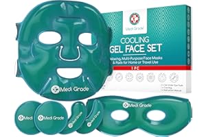 Masque Visage et Masque Anti Cerne Rafraichissant pour le Visage Complet de Medi Grade – Avec Gel Yeux – Pochette refroidissante incluse – Atténue les Poches