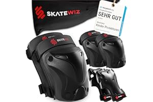‎SKATEWIZ SKATEWIZ Protektorenset 6-teilig - entwickelt in Hamburg - Knie-, Ellenbogen- & Handgelenkschoner für Kinder & Erwachsene - mit Tasche - Protect-1