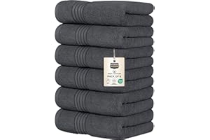 Utopia Towels - Lot de 6 Serviettes de Toilette de Luxe, (41 x 71 CM) 100% Coton filé, légères et très absorbantes pour la Salle de Bain, Le Voyage, Le Camping, l'hôtel et Le Spa (Gris)