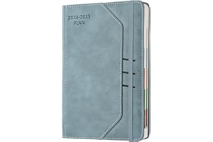 HOLDERZWU Academic Diary 2024-2025 Diary A5 Page a Day - Hardcover Daily Planner with Hourly Schedule, Mid Year Appointment Diary, July 2024 to Jun 2025 (Blue)