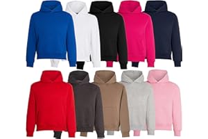 IMPORIO 11 Sweat à capuche unisexe pour garçons et filles - Uni - Sans fermeture éclair - Sweat à capuche - Pour l'école - Taille UK 5-13 ans