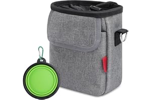 YOOFAN Torba na smakołyki dla psa - torba na smakołyki z dozownikiem torby na odchody do treningu zwierząt domowych, 3 sposoby noszenia, akcesoria do spacerów z psem, szary