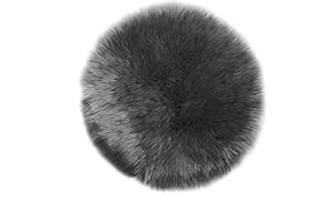 TEPPICH WÖLKCHEN Tappeto in Pelle D'agnello, Imitazione Della Pelliccia - Soggiorno Camera Da Letto - Tappeto Da Letto Lavabile, Cuscino Di Seduta, Pelliccia Per Sedia, Divano - Grigio scuro - 30 cm Rotondo