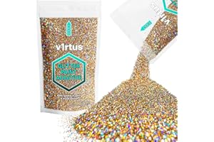 v1rtus Glitter Paint Additive - Gold Silver | 100g Metallic Flakes for Adding Sparkle to Paints & Wood Varnish | Add to Emulsion, Acrylic & Latex for Indoor Sparkly Walls
