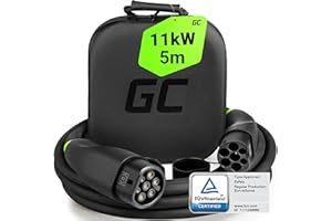 Green Cell GC Snap Tipo 2 Cable de Carga 11kW 5m 16A para EV Vehículo Eléctrico Tipo 2 a Tipo 2 Trifásico TÜV Compatible con Model Y 3 S X, ID.3, ID.4, Q4 e-Tron, i4, iX1, 500e, Enyaq, EV6, Mach-E