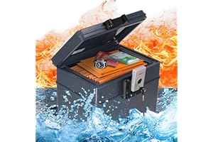 Brihard Certified Portable Fire Chest 2037 A4 XXL – Fireproof & Waterproof Document Safe Box with Key Lock, A4 Size Storage, Secure Valuables & Files – Lockable Box H13×W16×D12.6 in