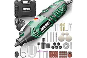MASKO® Multifunktionswerkzeug Rotationswerkzeug 200W Variable Drehzahl 10.000-40.000 U/min mit flexibler Welle Schnellspann-Bohrfutter Transportkoffer 141teiligem Zubehör-Set Bohren Polieren Schleifen