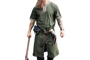 Leonardo Carbone® Kurzarm Tunika Richard - Mittelalter Kleidung Herren, Mittelalter Hemd, Freizeithemden Kurzarm, Karneval Kostüm Herren, Wikinger Tunika, LARP Kleidung - 100% Baumwolle
