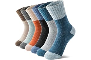 MOSEY KOSY 6 Pares Calcetines Niños Lana Merino para Caminar Chicos Chicas Bebés Invierno Térmicos Gruesos Abrigados Acolchados Calcetines Crew para Senderismo