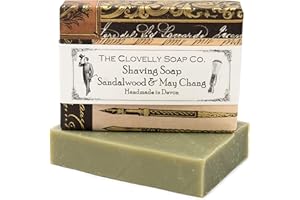 THE CLOVELLY SOAP CO. Clovelly Soap Co Natural Handmade Shaving Soap Bar with Sandalwood & May Chang for all Skin Types 100g