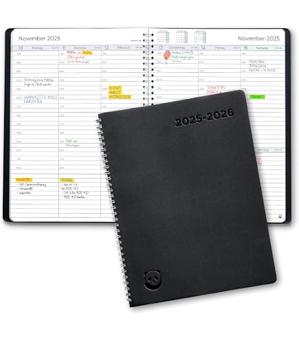 Agenda Mensuel POPRUN Juil 2025-Déc 2026 - 18 Mois - Couverture Souple Spirale - Papier 100g/m² - Vert Menthe