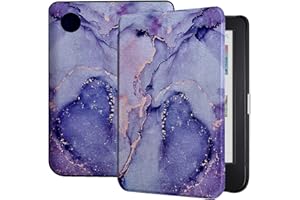 Caweet Coque pour Kobo Clara Color/Kobo Clara BW 6 pouces version 2024, Ultra Léger PU Cuir Shell Cover avec fonction veille/réveil automatique, Lilas Marbre