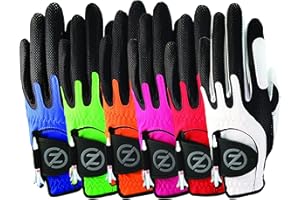 Zero Friction Guantes de Golf sintéticos de Ajuste Universal para jóvenes, Paquete de 6, Talla única, Multicolor