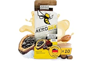 ‎AEROBEE AEROBEE Energy Gel Kakao & Guarana | 10 Pack x 26 g [ 100% Natürliches Energie Gel aus Honig ] richtig leckeres Sportgel für den Ausdauersport, Energy Gel Laufen, Power Gel Sport, Sportnahrung