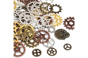 ‎NALER Naler 80 STK. Zahnräder Steampunk Metall für Schmuck Basteln Kostüm (Gold, Silber, Kupfer, Bronze)