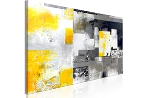 murando Quadro Astratto 90x30 cm 1 pezzo Stampa su tela in TNT XXL Immagini moderni Murale Fotografia Grafica Decorazione da parete giallo grigio nero bianco g a-A-0433-b-a