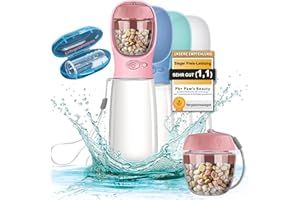 Paws Elegance Bebedero Perro Portatil 550ml | Botella Agua Perro Apta para Lavavajillas y a Prueba de Fugas con Recipiente para Comida de 100g y Cepillo de Dientes