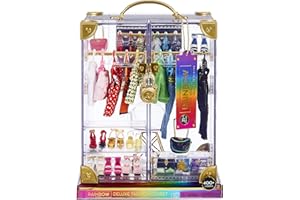 Rainbow High Deluxe Fashion Closet Playset â€“ 400+ Fashion Combinations! Portable Clear Acrylic Toy Closet - 31+ Fashion Forward Pieces And Doll Clothing, Accessories And Storage. For Kids 6-12 Years