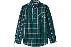 Tronjori Jungen Baumwolle Plaid Knopf unten Langarmshirts mit Brusttasche