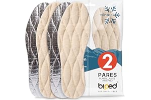 biped juego de 2 pares de plantillas térmicas con cara inferior de aluminio y lana de cordero auténtica z2391(43)