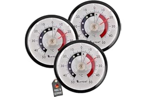 Lantelme 3 Stück Kühlschrankthermometer selbstklebend Temperaturanzeige + - 50°C | Analog Thermometer Set für Gefrierschrank Eisfach Kühltheke Kühlfach Kühlschrank zum ankleben Bimetall (Schwarz)