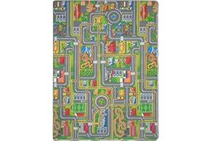 e-floor Dywan dziecięcy, Dywan do pokoju dziecięcego motyw miasta, ulice i ścieżki, dywan dla chłopców i dziewczynek, do sypialni, pokoju zabaw, przedszkola, szkoły, 150 x 200 cm szary