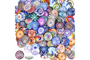 ‎AOKITO AOKITO 100 Bunte Glassteine mit Glow in the Dark, 25mm Muggelsteine, Runde Mosaik Kuppel Cabochons für DIY Schmuck & Dekoration