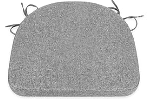 SOFTILLO Comfortable Chair Cushion - 44x43x5cm Thick Foam Padding with Removable Cover and Secure Ties - Durable Seat Pad for Indoor/Outdoor Home, Patio, Garden - Portuguese Premium Fabric (Grey, Pack of 1)
