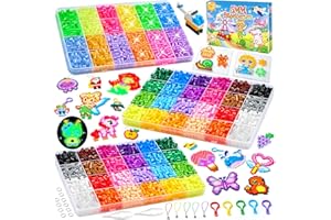 Contever 36 Farben Bügelperlen Set, Glitzer & Leuchtend im Dunkeln Bügelperlen,5mm Steckperlen mit Platten, Bügelpapier, Fuse Beads Kit Geburtstag Weihnachten Geschenk für Kinder Jungen Mädchen