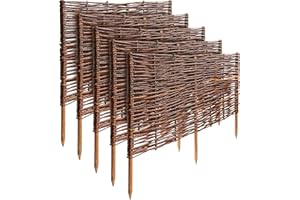 Creative Home Set de 5 Vallas de Mimbre Natural | Tamaño: 60 x 40 cm (+/- 1 cm) | Valla de Jardín para Delimitar Parterres Decorativa | Cerramiento Cercado de Césped | para Jardín Balcón Terraza