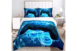 YRTBGD Bettwäsche-Sets Kinder 3D Effekt Gamepad Druck Microfaser 1 Bettbezug 135x200cm und 2 Kissenbezug 80x80cm (Keine Füllung) (Gamepad-F, 135x200cm+80x80cm)