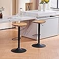 Kidol & Shellder Wooden Kitchen Stool Set of 2 Adjustable Swivel Bar Stools Black Vintage Breakfast Counter Stools for Kitchen Islands