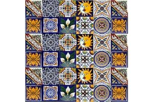 Cerames Piastrelle Mosaico Messicane Pablo – 30 ceramiche mattonelle messicane decorative per bagno, doccia, scale, parete posteriore della cucina | Tessere mosaico ceramica 10,5x10,5 cm
