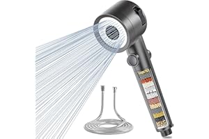 Magichome Pommeau de Douche avec Tuyau 1.5M, Pommeau Douche Anti Calcaire 3 Couches de Filtration Ionique