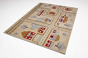 Bravich RugMasters Extra Large 3D Carved Educational Kids Fun Town City Design Rug Nursery Area Rug Carpet Mat134x180 CM (4'5"x6')