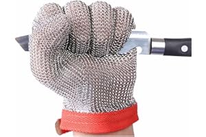 ThreeH Gants de sécurité résistants de coupure de maille de gants d'acier inoxydable pour couper le travail de tranchage GL08 M(1 pièce)