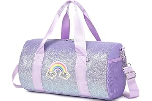 JUMPOPACK Sac Danse Fille Pailleté Sac de Sport Enfant Fille Duffle Bag pour Filles Arc en Ciel Violet