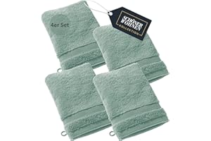 SCHÖNER WOHNEN KOLLEKTION SCHÖNER WOHNEN Lot de 4 gants de toilette de qualité supérieure pour bébé 16 x 21 cm – Absorbants – Gants de toilette de luxe verts – 100 % coton – Doux et moelleux – Combinables comme ensemble de