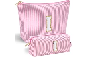 Parima Mom Birthday Gifts for Women, Personalized Monogram Makeup Bag Cosmetic Bag Travel Toiletry Bag Birthday Gifts for Women Her Bridesmaid Friend Sister Wife Girlfriend Daughter Gifts Pink I