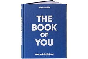 COLOUR CHRONICLES Childhood Memory Book - Fill Out Once a Year for Ages 1 to 16 - Baby Girl & Boy Gift - Personalised Baby Book & Keepsake - Cloth Covered Memory Journal - 8" x 10" - 112 Pages - Blue