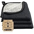 The Rustic Man Terry Wash Cloths for Face and Body, Dual-Sided Cleansing and Exfoliating Washcloths, Machine Wash, Black, 3 Count