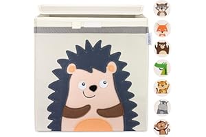 ‎GLÜCKSWOLKE GLÜCKSWOLKE Kinder Aufbewahrungsbox - 15 Motive I Spielzeugkiste mit Deckel für Kinderzimmer I Spielzeug Box Igel (33x33x33) zur Aufbewahrung im Kallax Regal I Waldtiere Motiv (Eddi Erdigel)