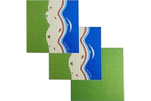 Apostrophe Games Plaques de Base d'Îlot compatibles avec Toutes Les Grandes Marques-Pack de 3 Plaques d'Îlot-2 Droites et 1 addon de Plage en Herbe Centrale pour agrandir Votre îlot-25,4 cm 25,4 cm