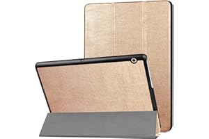 LOBWERK WiTa-Store, Custodia per Huawei MediaPad T3 10, 9,6 pollici, Smart Cover Slim con Auto Sleep/Wake + pennino capacitivo oro gold